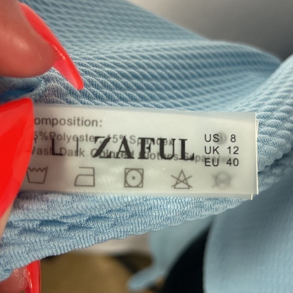 Zaful Light Blue Textured Cutout Women’s Swimsuit with Removable Pads - Picture 7 of 10